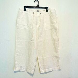 G.H. Bass Men's White Drawstring Shorts linen long size 14 resort beach vacay